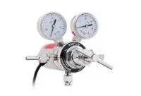 Регулятор баллонный с нагревом AMFLO R198CG-2M-110 (CO2)  110V 190W никелированная латунь  с 2-мя манометрами, давление на входе до 150 бар. PRV. произв 14м3/час / Regulator R198CG-2M-110
